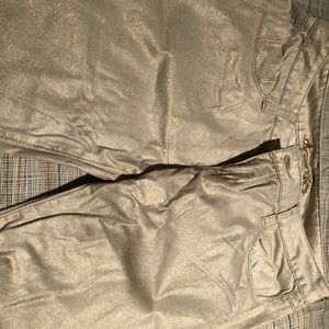 White metallic pants